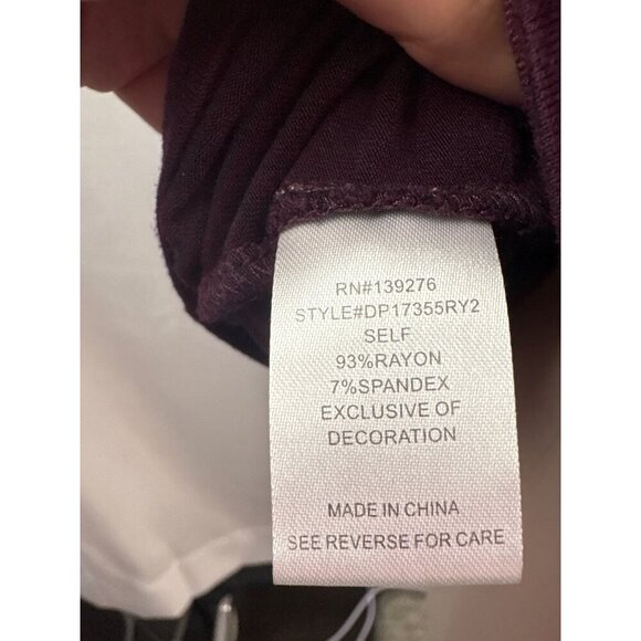 Daniel Rainn Womens Petite Medium Plum Top With Keyhole Back & Pleated Front Des - Picture 6 of 6